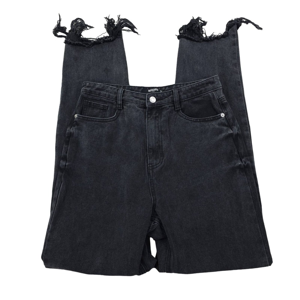 Missguided Jeans Womens Size 6 Tall Faded Black High Waisted Ankle Cropped Denim